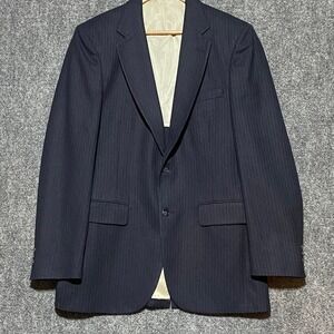 Johnny Carson Vintage Mens Blue Pinstripe Pure Wool 2 Button Sport Coat 39R